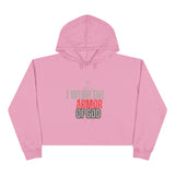 Inspirational Crop Hoodie - 'I Wear the Armor of God' with Bible Verse